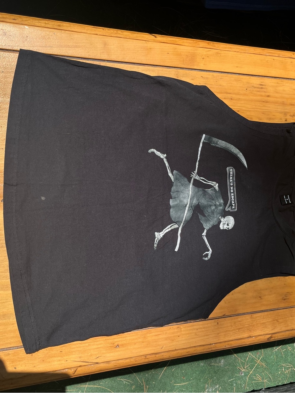 Black Graphic Tank Top with Grim Reaper Print